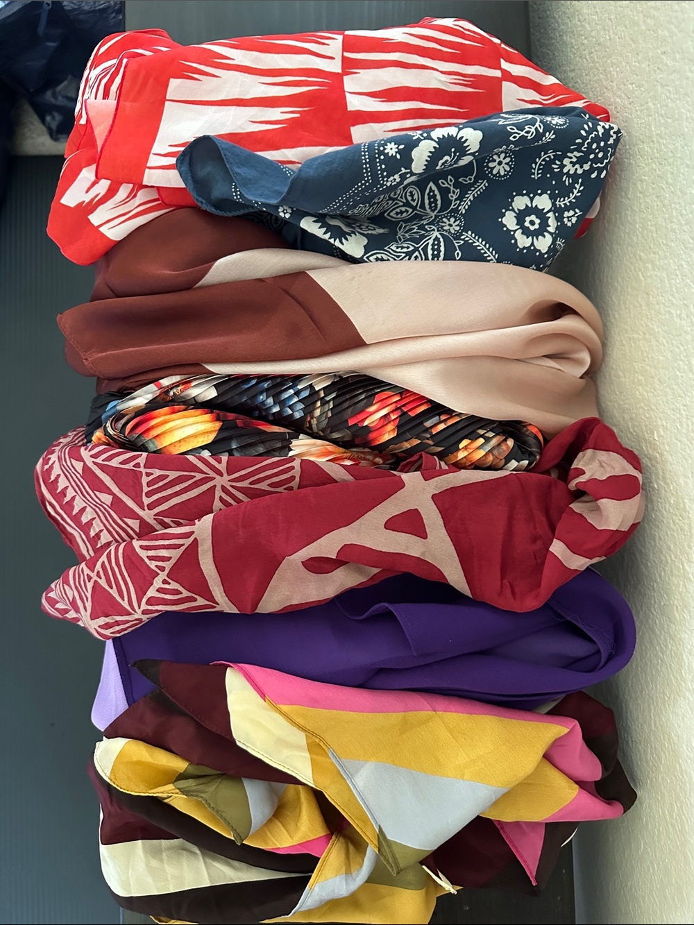 Colorful Mixed Scarf Lot - Multi Patterned Stack